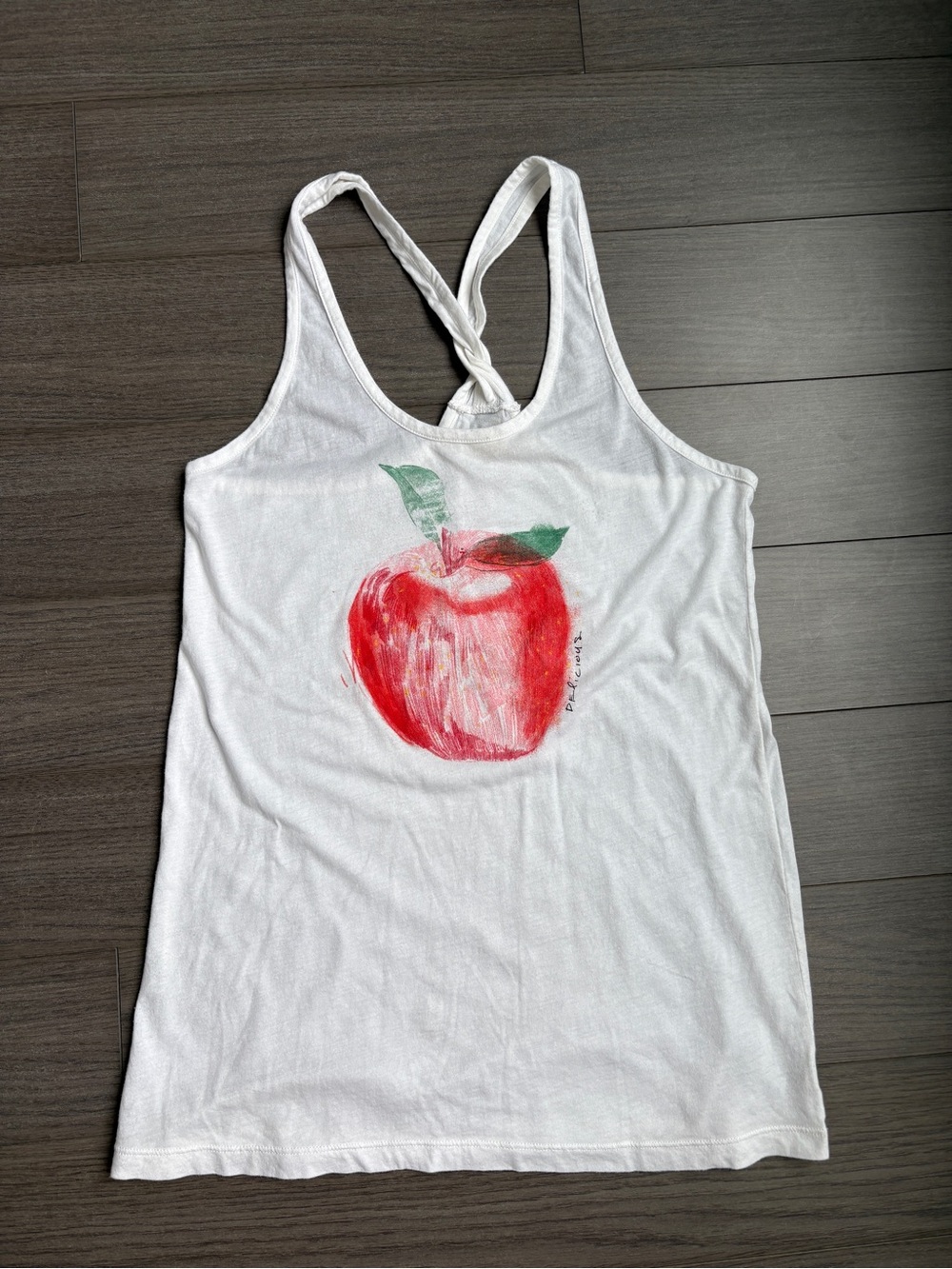 AERIE White Racerback Tank Top with Red Apple Graphic (size XS)